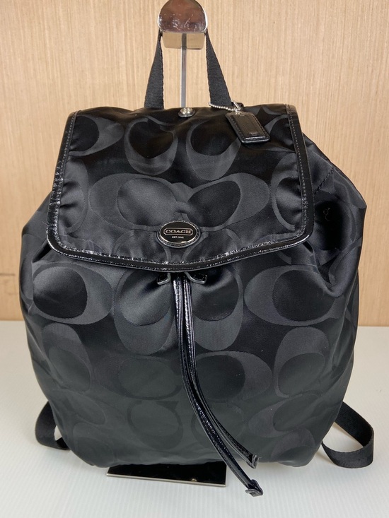 Coach Black Tonal Signature Nylon Backpack Drawstring Flap Bag F77350 main image 15